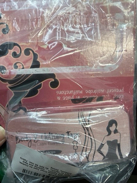 Condition photo showing New/Like New for Double Sided Tape for Clothes, Body and Fashion (75 Pack) | Clothing and Hem Tape for Women, No Sew No Iron, Fabric Adhesive, Strong Adhesive for Skin for All Shades and Sensitivity, Includes Tin Box 75 Pack (with Tin) Clear