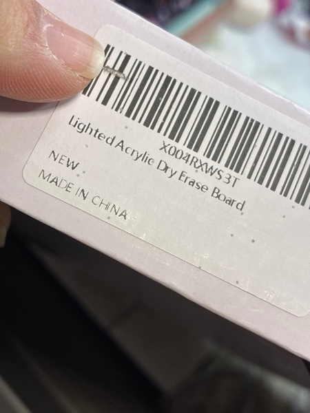 Condition photo showing New/Like New for LED Acrylic Dry Erase Board-11.8" x 7.9" Illuminated Graffiti Message Board with Foldable Stand and 