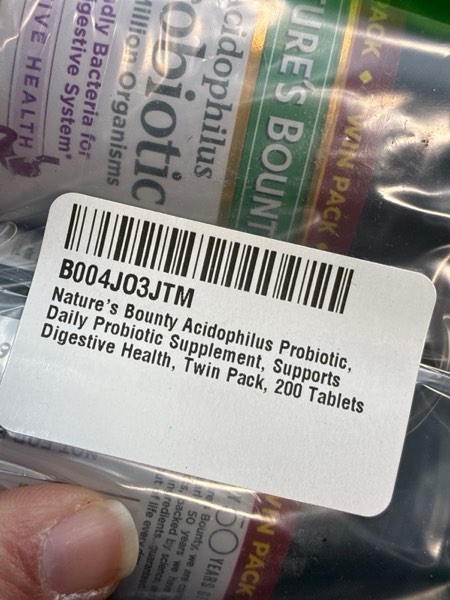 Condition photo showing New/Like New for Nature's Bounty Acidophilus Probiotic, Daily Probiotic Supplement, Digestive Health, 200 Tablets, Twin Pack Unflavored 100 Count (Pack of 2)