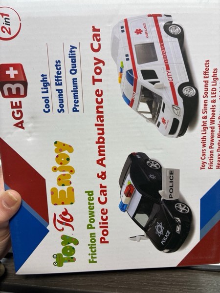 Condition photo showing New/Like New for Toy To Enjoy Police & Ambulance Car Set Toys for Kids, Boys & Toddlers. Friction Powered, with Lights and Sirens. Emergency Rescue First Responder Vehicle Toy Set. Best Gift for Birthday and Holidays