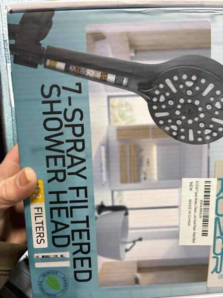 Condition photo showing New/Like New for KUZOR High Pressure filtered shower head-Handheld Shower Head with 2 Extra Filters,Chlorine Removal Water Softener Filters Beads for Hard Water with 6 Spray Modes-Chrome