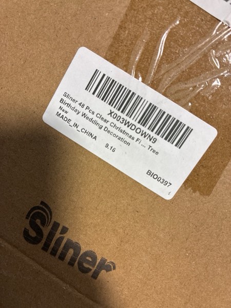 Condition photo showing New/Like New for Sliner 48 Pcs Clear Christmas Fillable Light Bulb Ornaments Plastic Hanging Lightbulb Ornament Booze Balls with Ribbons for Candy DIY Crafts Xmas Christmas Tree Birthday Wedding Decoration