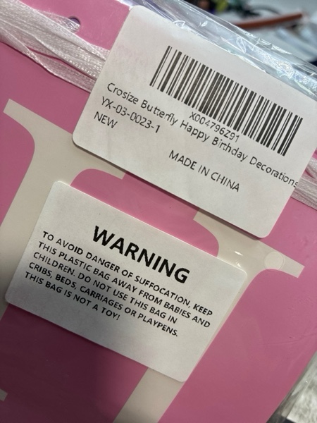 Condition photo showing New/Like New for Crosize Pink Happy Birthday Decorations Kit for Women Girls Kids, Pre-Strung Birthday Banner Sign with Tissue Paper Poms, Star Garland, Hanging Swirls Streamers for Party Decor