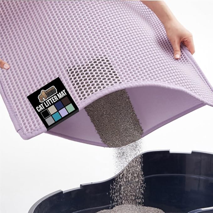 gorilla grip honeycomb cat litter box mat, two layer trapping waste mats, soft on paws, litter box s