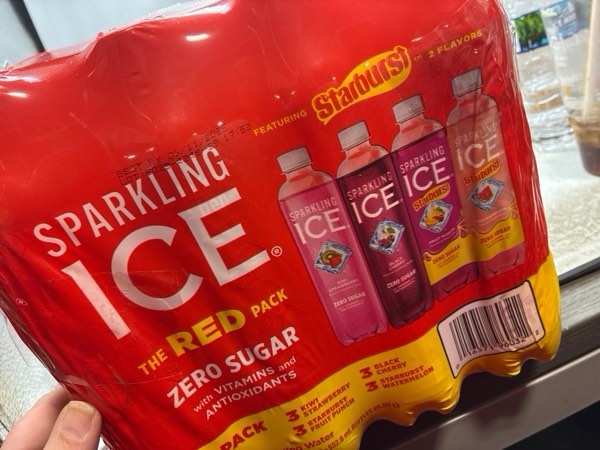 Condition photo showing As Is for Sparkling Ice STARBURST Red Variety Pack, Zero Sugar Flavored Sparkling Water, Vitamins & Antioxidants, 17 fl oz, 12 count (Kiwi Strawberry, Black Cherry, Starburst Fruit Punch, Starburst Watermelon) Red Pack 17 Fl Oz (Pack of 12)