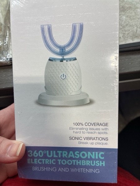 Condition photo showing New/Like New for Ultrasonic Adult Electric Toothbrush?Sonic Toothbrush 360° Oral Cleaning Wireless Charging & LED Light|IPX7 Waterproof U-Shaped Brush Head Protects Gums White
