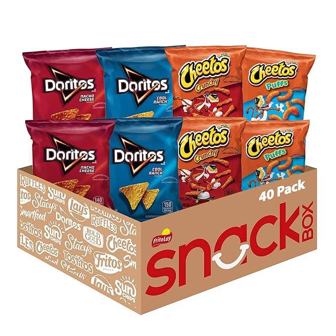 frito-lay doritos & cheetos mix variety pack, 2.42 pounds, (pack of 40)