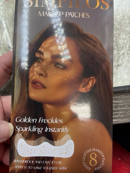 Condition photo showing New/Like New for Makeup Pathes, Body Face Glitter for Kids Women Girls, Gold Snowflake Glitter Makeup for Face, Singer Concerts Festival Holiday Party Rave Accessories - 8 Counts