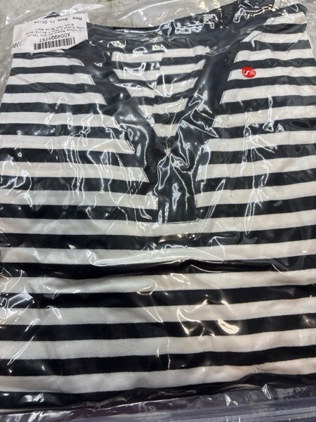 Condition photo showing New/Like New for LilyCoco Striped Shirt Women Long Sleeve V Neck T Shirts Color Block Boho Tops White Small