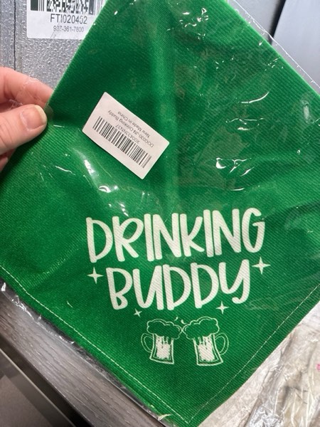 Condition photo showing New/Like New for Drinking Buddy Dog Bandana, Funny Cute Dog Bandana, Pet Dog Triangle Scarf, Dog Bandana for Small Medium Large Dogs, Green Dog Bandana, Gift for Dog Lover, St. Patrick's Day Dog Bandana (A30)