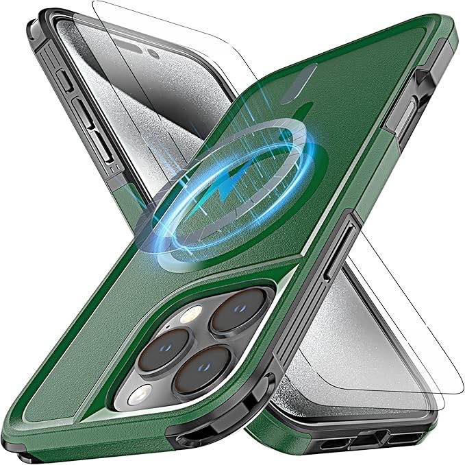 for iphone 16 pro max case with magsafe, [10 ft anti fall test][non-slip][2 tpe screen protectors] shockproof military-grade protection heavy duty full-body case for iphone 16 pro max 6.9"-black sc-iphone 16 pro max black