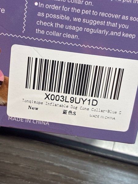 Condition photo showing New/Like New for Inflatable Dog Cone Collar-Soft Protective Cone for Dogs After Surgery,Dog Donut Collar for Large Medium Small Dogs and Cats (Blue,Small)