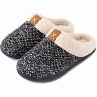ultraideas women's cozy fleece-lined memory foam slippers with anti-slip rubber sole for indoor/outdoor