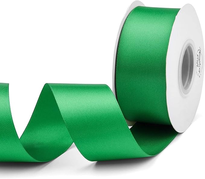 humphrey's craft 1-1/2 inch fern green double faced satin ribbon - 25 yards variety of color for crafts gift wrapping bows bouquet decoration sewing christmas tree wedding invitation card.