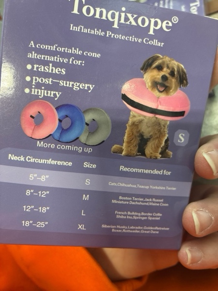 Condition photo showing New/Like New for Inflatable Dog Cone Collar-Soft Protective Cone for Dogs After Surgery,Dog Donut Collar for Large Medium Small Dogs and Cats (Blue,Small)
