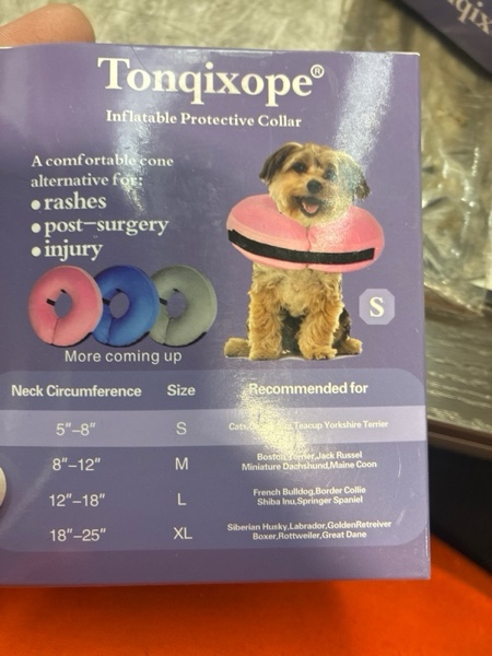 Condition photo showing New/Like New for (Small) Inflatable Dog Cone Collar-Soft Protective Cone for Dogs After Surgery,Dog Donut Collar for Large Medium Small Dogs and Cats (Blue,Small)