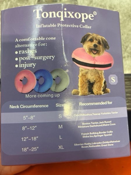 Condition photo showing New/Like New for (Small) Inflatable Dog Cone Collar-Soft Protective Cone for Dogs After Surgery,Dog Donut Collar for Large Medium Small Dogs and Cats (Blue,Small)