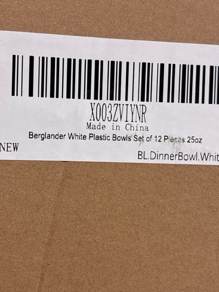 Condition photo showing New/Like New for Berglander White Plastic Bowls Set of 12 Pieces 25oz, Reusable and Sturdy Ramen Bowl, Soup Bowls, Cereal Bowl for Adult, Kids, Home, Restaurant, Garden, Picnic, Camping, Poolside, Outdoor 7. White