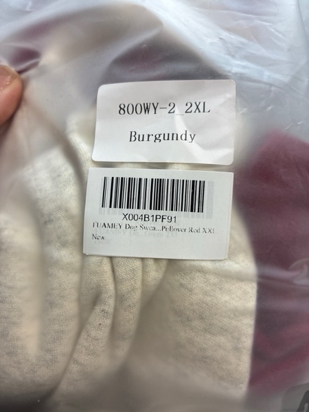 Condition photo showing New/Like New for FUAMEY Dog Sweatshirt Fleece Lined for Extra Large Dogs,Dog Pullover Sweater Soft Dogs Warm Sweaters Puppy Stretchy Clothes Winter American Style Raglan Sleeve Crewneck Pullover Red XXL XX-Large(chest:35in) Red
