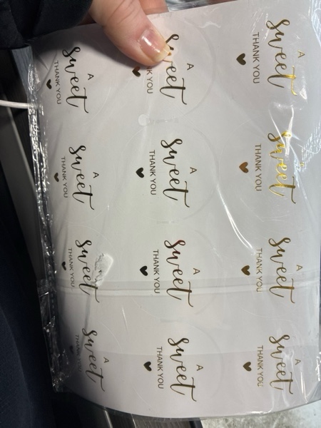 Condition photo showing New/Like New for 144Pcs 2Inch Sweet Thank You Stickers, Self-Adhesive Clear Envelope Seals, Elegant Round Party Favor Labels for Wedding Birthday Baby Shower Party Gratitude Gift Packaging DIY Craft Projects (Gold)