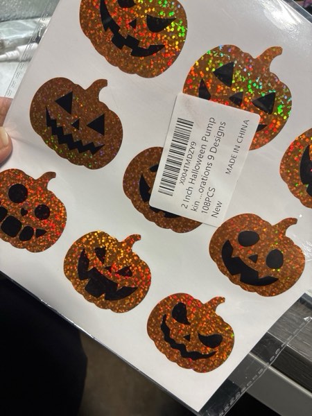 Condition photo showing New/Like New for Halloween Stickers Decorations, 2 Inch Laser Self-Adhesive Halloween J-O-Lantern Stickers 