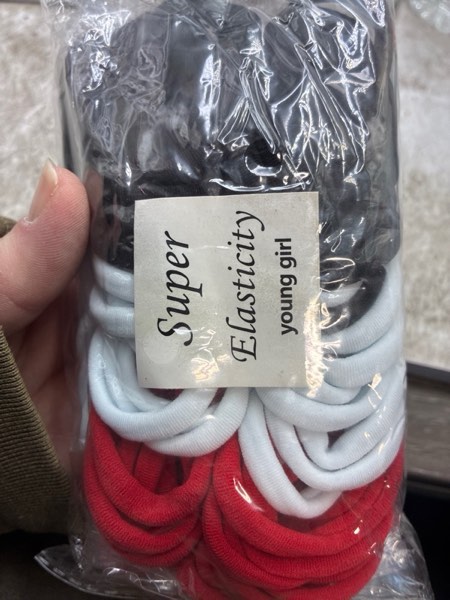 Condition photo showing New/Like New for 100PCS Hair Ties High elastic Women‘s hair bands Seamless Thick color mixed Hair Band Elastic Hair Ties Hold hair without damage Ponytail Holder (Black-White-Red mixed)
