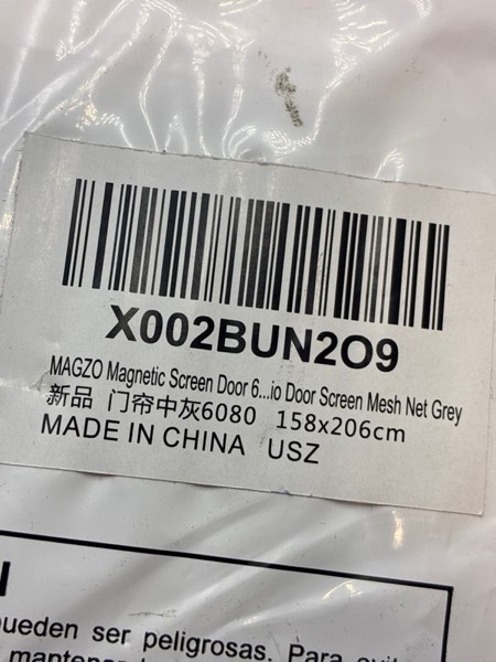 Condition photo showing New/Like New for Magnetic Screen Door, Fits Door Size 60'' x 80'', Scratch-Proof Polyester, Classic Middle-Opening, Keep Annoying Creatures Out, Pet Friendly Mesh, Walk Through, Suitable for French/Double Doors, Grey Gray Fit Door Size 60'' x 80''