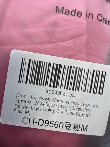 Condition photo showing New/Like New for Chifeey Womens Sexy Crop Top Summer 2025 Square Neck Sleeveless Double Layer Going Out Tank Tops Medium, Pink