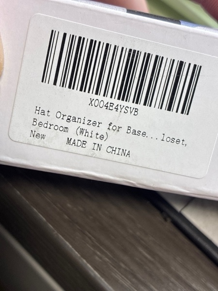 Condition photo showing New/Like New for Hat Organizer for Baseball Caps, 2 Pack Hat Rack for Wall, Wall Mounted Adhesive Cap Rack, Hat Holder Hanger Hold Up to 20 Cap, Baseball Hat Storage Organizer for Door, Closet, Bedroom (White) 2 Pack-White