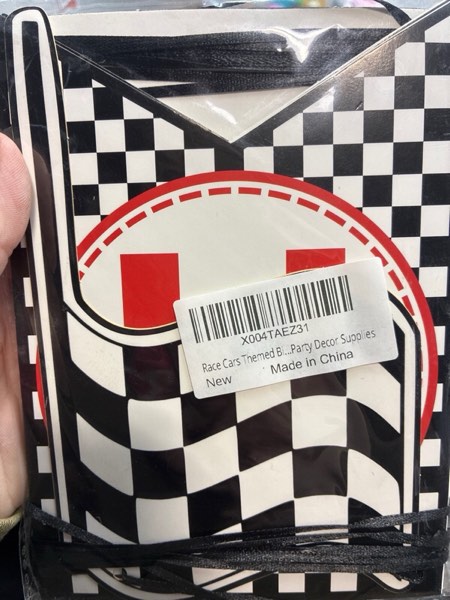 Condition photo showing New/Like New for Race Car Birthday Banner,Red and Yellow Checkered Pennant Banner,Racing Car Themed Birthday Party Decor Supplies for Boys Men