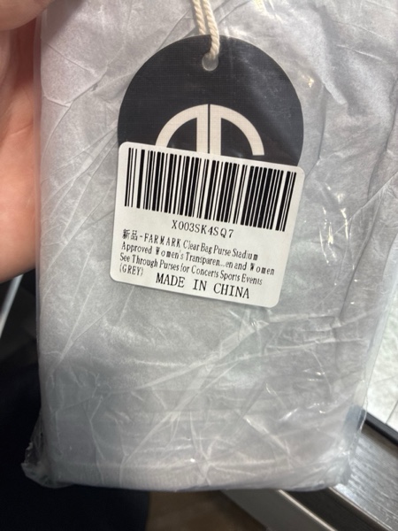 Condition photo showing New/Like New for Clear bag for stadium events, women's Clear Purse crossbody bag, stadium approved with front pocket, perfect for concerts Grey