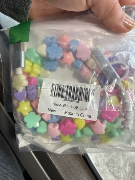 Condition photo showing New/Like New for 3 in 1 USB A to USB C Cable for iPhone[MFi Certified] for Android Charging Cable 3.3FT Star Beaded Charging Cord Fast Phone Charger Cute Beads Charger Cord for Girls Women for iPhone 16-Candy Color
