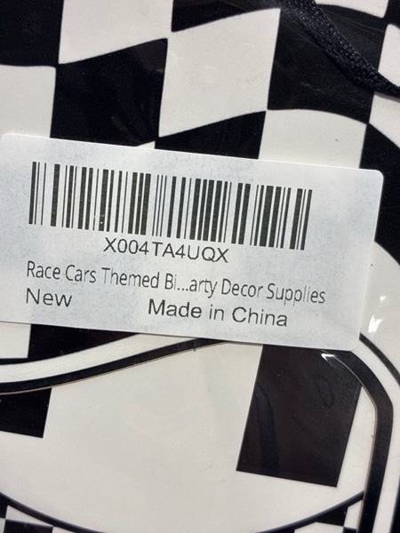 Condition photo showing New/Like New for Race Car Birthday Banner,Red and Yellow Checkered Pennant Banner,Racing Car Themed Birthday Party Decor Supplies for Boys Men