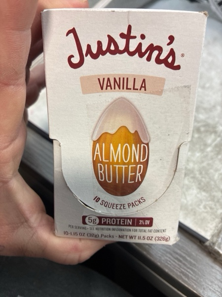 Condition photo showing New/Like New for Justin s Gluten-Free Vanilla Almond Butter Squeeze Pack  1.15 oz (10 Pack)
