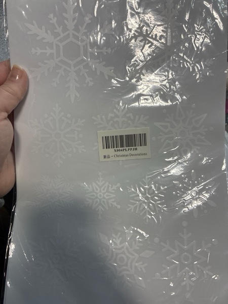 Condition photo showing New/Like New for Christmas Party Decorations - Snowflake Window Clings Stickers for Glass | Christmas Decorations Indoor Outdoor - Holiday Santa Claus Reindeer Decals Xmas Decor Party Favors Supplies for Outside 2025 White Red