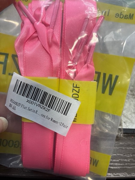 Condition photo showing New/Like New for WEGOODZF Flat Satin Ribbon Shoelaces Peach 2cm Wide Shoestrings for Women Girls[2 Pair 55.12"]