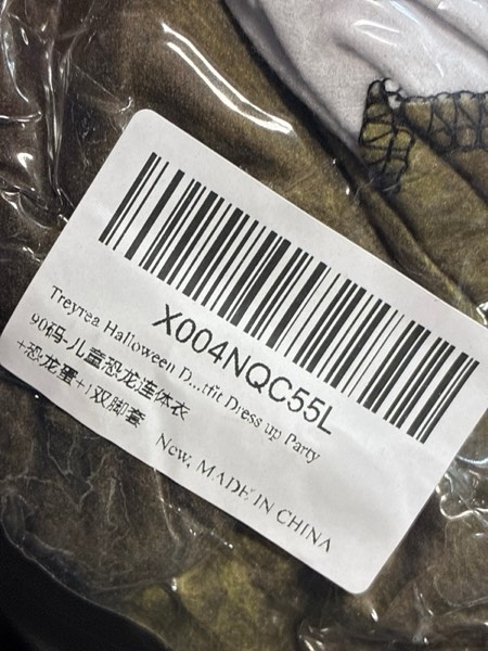 Condition photo showing New/Like New for Treyrea Halloween Dinosaur Costume Kids, Dino Costume with Egg for Child Toddler Dressup Party Onesie Pajamas 12-24 Months