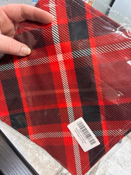 Condition photo showing New/Like New for Christmas Dog Bandana, Christmas Classic Buffalo Plaid Over The Collar Dog Bandana, Adjustable Triangle Pet Scarf, Xmas Party Pet Kerchief for Small Medium Dogs