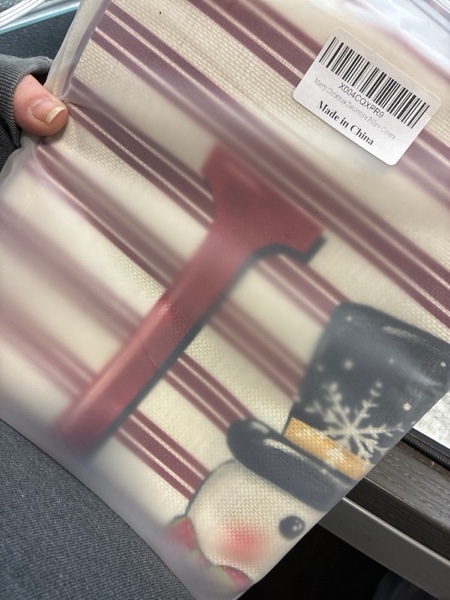 Condition photo showing New/Like New for Christmas Decorative Linen Pillow Covers 18x18 inches Set of 4, Let It Snow/Snowman/Christmas Tree Printed, Couch Cushion Covers (Red)