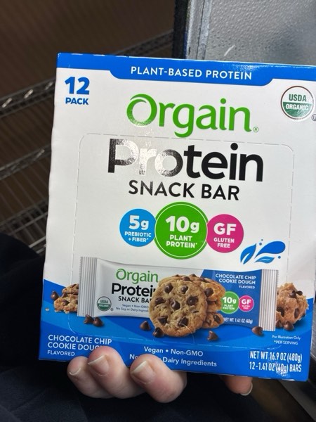 Condition photo showing New/Like New for Orgain Organic Vegan Protein Bars, Chocolate Chip Cookie Dough - 10g Plant Based Protein, Low Calorie Healthy Snacks, No Lactose or Soy Ingredients, Gluten Free, Non-GMO - 1.41 Oz (Pack of 12) (Bb 02/26/2026)