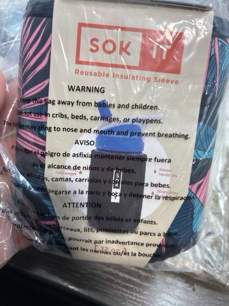 Condition photo showing New/Like New for Sok It BotlSok Water Bottle Sleeve Insulated Neoprene Cover (Midnight Tropics, Fits 12oz CamelBak or Nalgene)