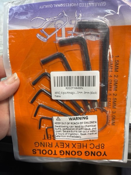 Condition photo showing New/Like New for WIROJ 8 pcs Hexagon Key Wrench Set with Keychain Allen Wrench Bike Repair Tool, L Shape, Wrench Size: 1.5mm to 6mm (Black)