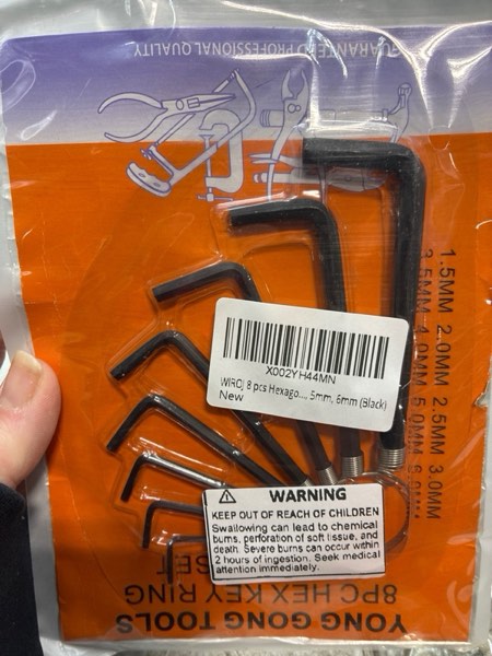 Condition photo showing New/Like New for WIROJ 8 pcs Hexagon Key Wrench Set with Keychain Allen Wrench Bike Repair Tool, L Shape, Wrench Size: 1.5mm to 6mm (Black)