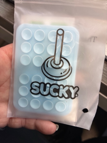 Condition photo showing New/Like New for Suction Phone Case Mount, Phone Sticky Grip for iPhone and Android, Adhesive Phone Accessory, Hands-Free Mirror Shower Phone Holder for Videos and Selfies (Baby Blue)