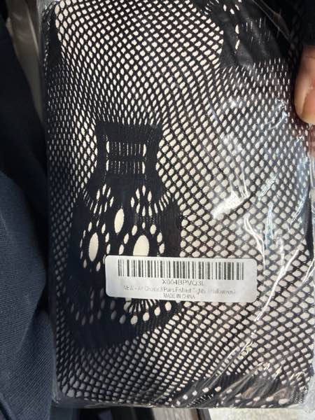 Condition photo showing New/Like New for 3 Pairs Goth Tights for Women - Black Skull Spider Fishnet Leggings Sheer Mesh Stockings Halloween Rave Costume