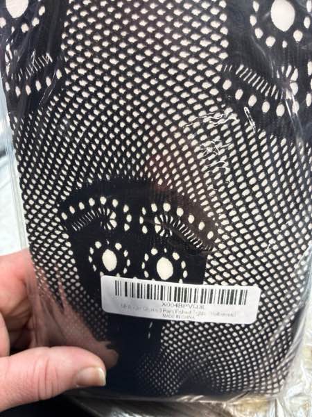 Condition photo showing New/Like New for 3 Pairs Goth Tights for Women - Black Skull Spider Fishnet Leggings Sheer Mesh Stockings Halloween Rave Costume