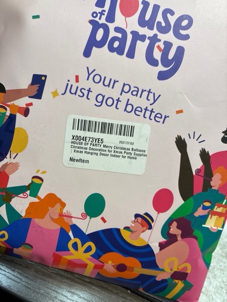 Condition photo showing New/Like New for HOUSE OF PARTY Christmas Balloons | Christmas Letter Foil Balloons Decoration for Party Supplier | Xmas Hanging Decor Indoor for Home