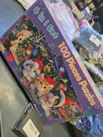 Condition photo showing New/Like New for 100 Piece Puzzles for Kids Ages 4-6 6-8 8-10, 4 Pack Christmas Kitty Puppy Snowman Santa Jigsaw Puzzles, Kids Puzzles Learning Educational Toys Christmas Puzzle Gifts for Boys Girls
