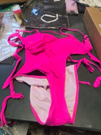 Condition photo showing New/Like New for (Size M) Women's One Piece Swimsuits Cut Out Strap Swimwear Tummy Control Monokini Backless Bathing Suit Sexy Pink Medium