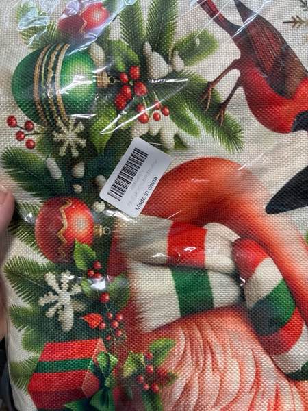 Condition photo showing New/Like New for Christmas Garden Flag Flamingo with Cardinal Bird Flag 12x18 Inch Outdoor Double Sided Winter Seasonal Yard Banner Holiday Lawn Decoration Xmas Tree Ornaments for Porch Patio Garden Multicolored